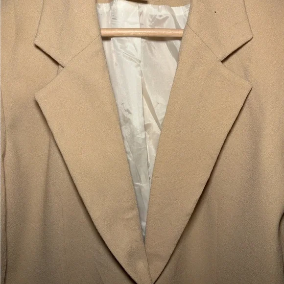 Harlan 100% Wool Women’s Tan  Single-Button Blazer Size 6 Academia, Nuetral - Picture 4 of 6